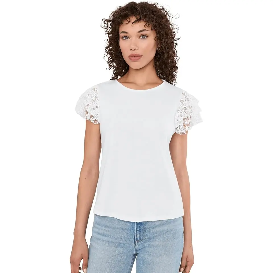 Crew Neck Blouse W Ruffle Sleeves