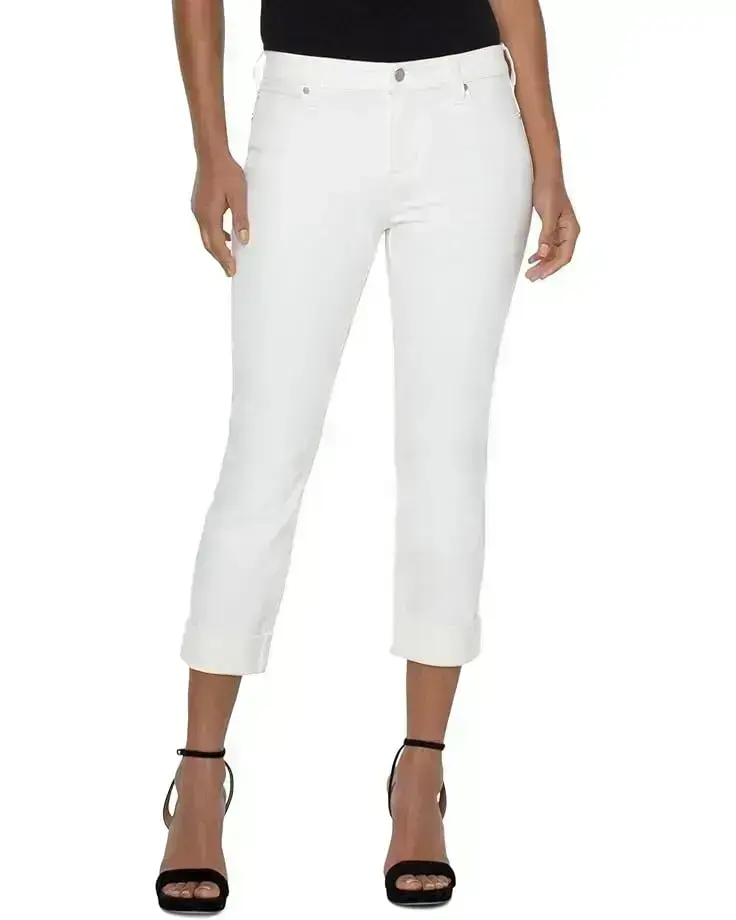 Women's Liverpool Los Angeles Charlie Crop Wide Rolled Cuff in Bone White