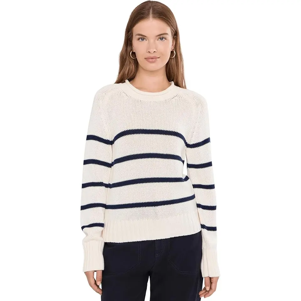 Coral Striped Pullover
