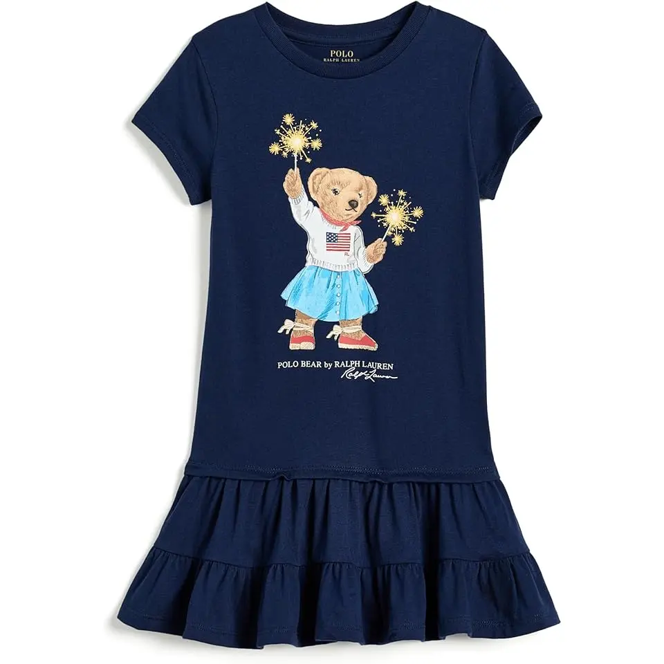 Polo Bear Tiered Cotton Dress (Toddler/Little Kid)