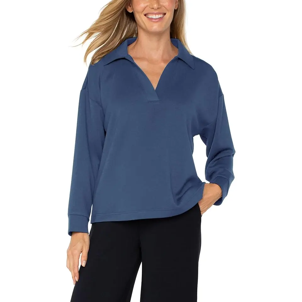 Plush Comfort Knit V-Neck Popover With Collar