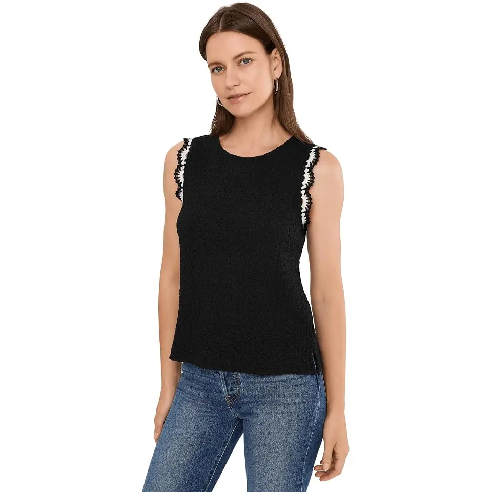 Crew Neck Tank with Scallops