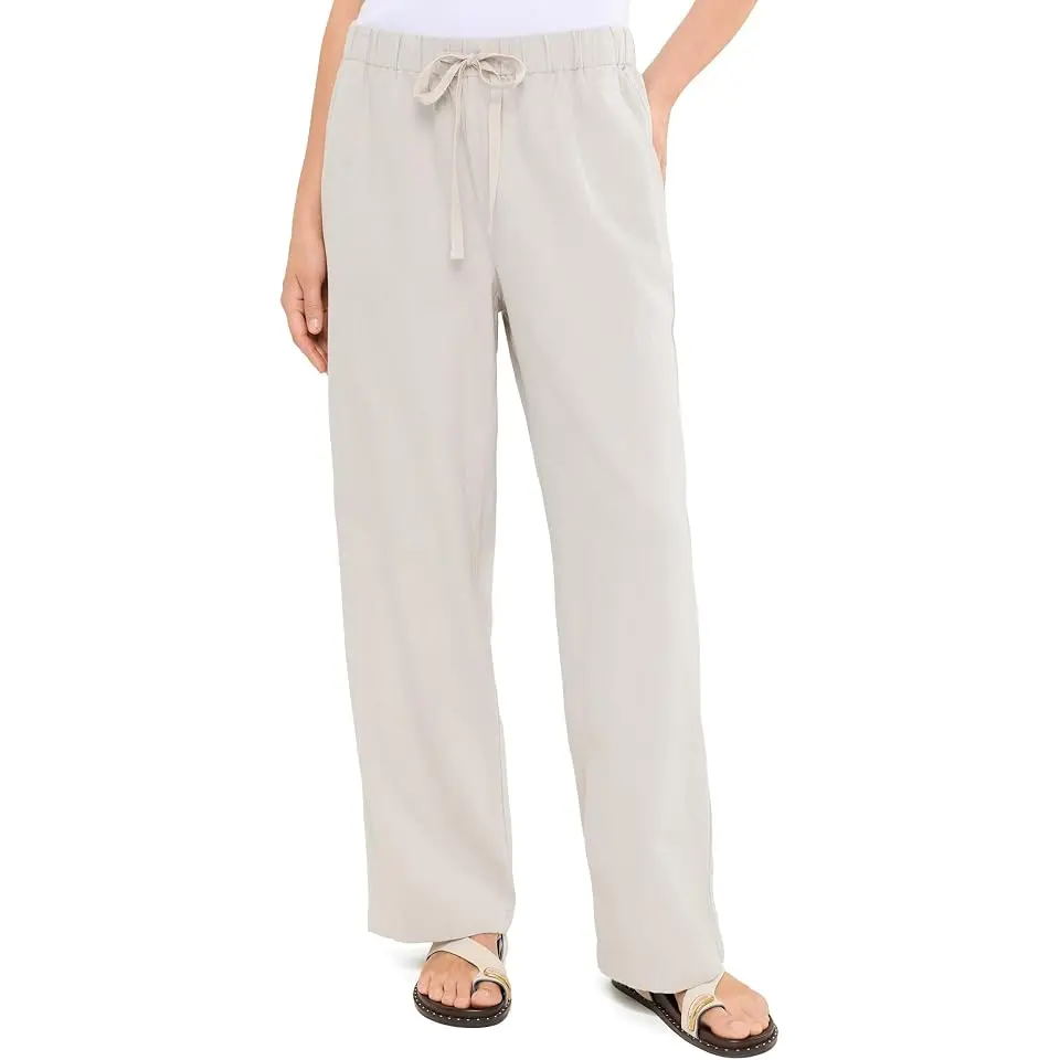 Slubby Organic Cotton Linen Straight Full Length Pant