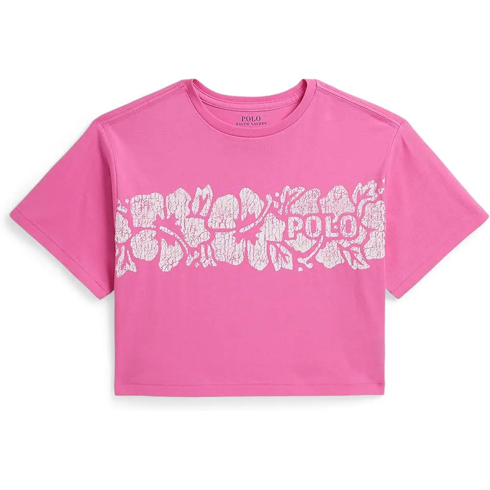Floral-Print Logo Cotton Boxy Tee (Big Kid)