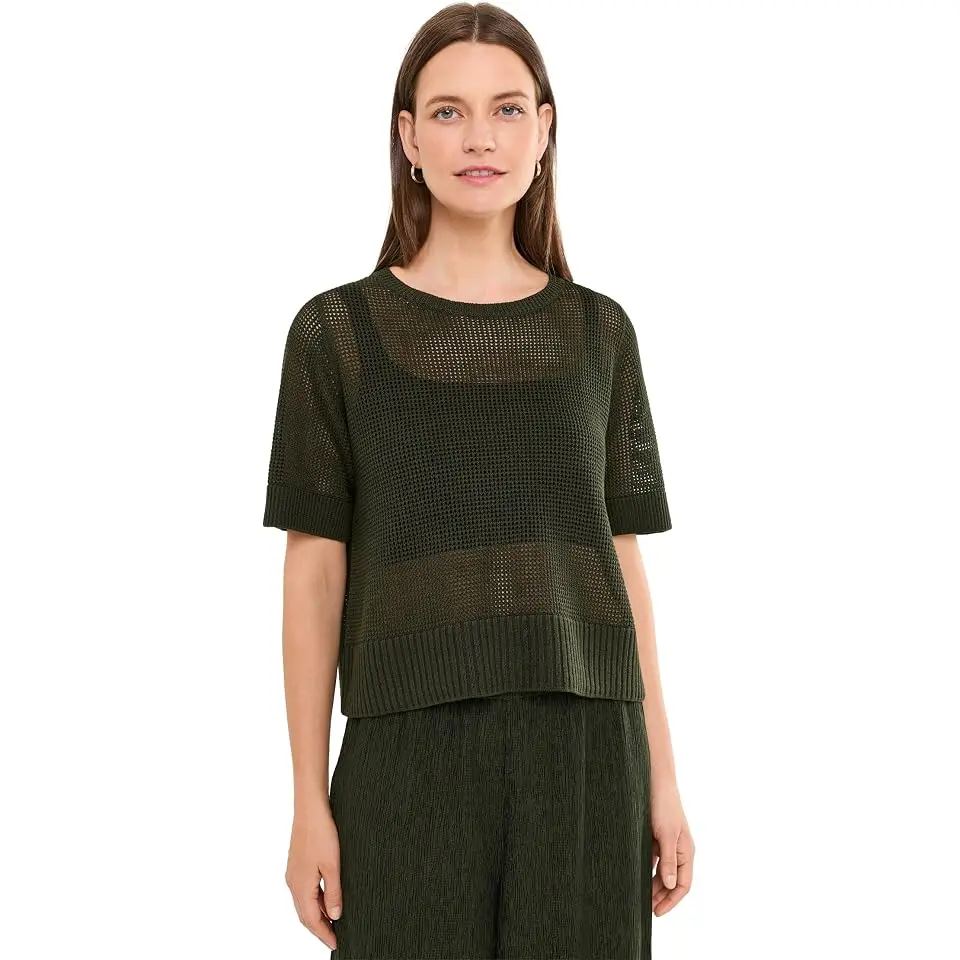 Organic Linen Cotton Round Neck Short Sleeve Sweater