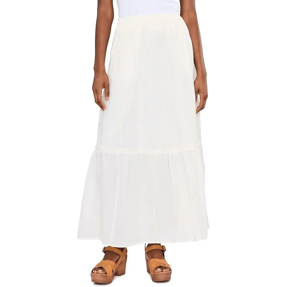 Tiered Woven Pull-on Lined Maxi Skirt