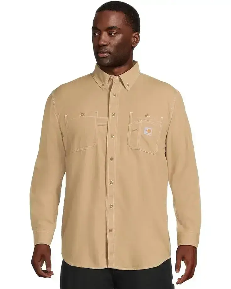 Men's Carhartt Big & Tall Flame-Resistant Force Original Fit Lightweight Long Sleeve Button Front Shirt