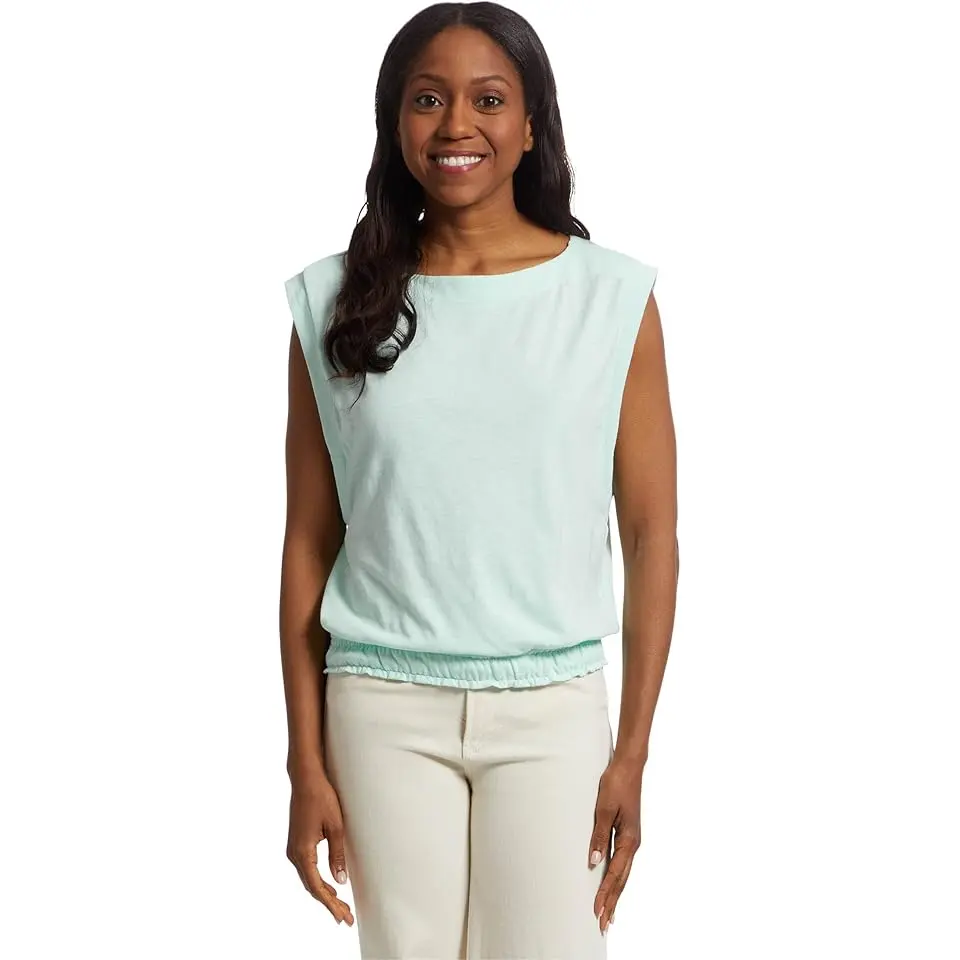 Elastic Hem Boatneck Top