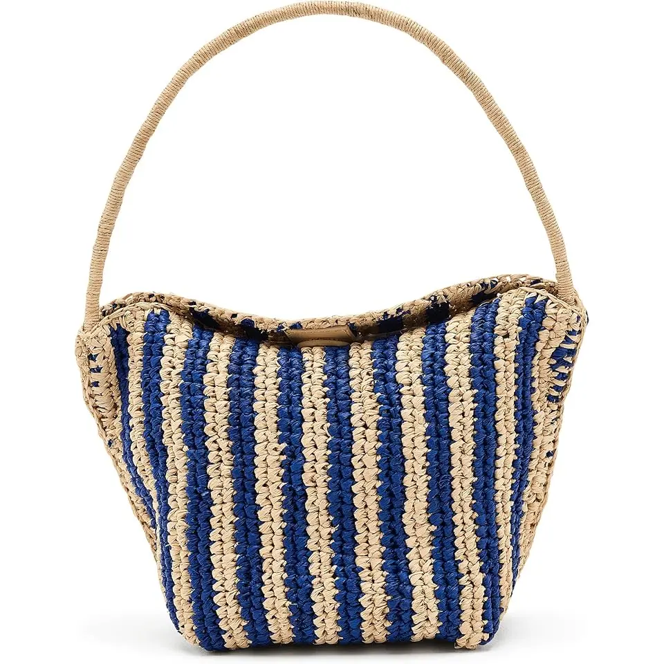 Handwoven Shoulder Bag- Raffia Stripe