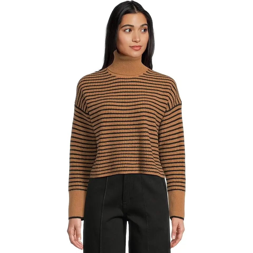 Pine Stripe Wool Waffle Stripe Crew Neck