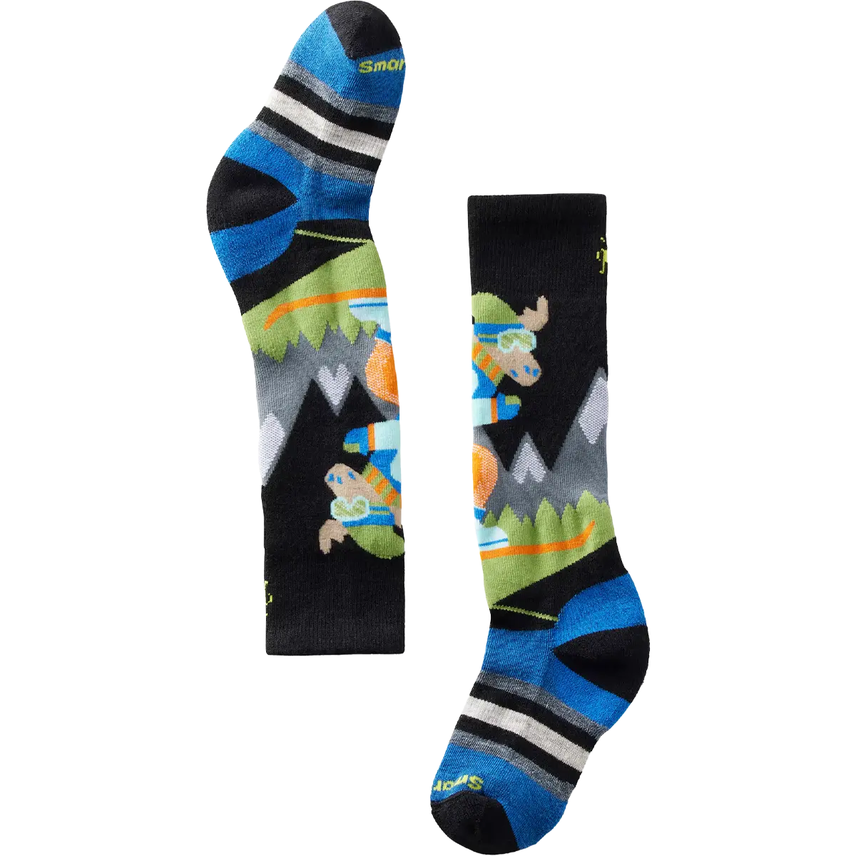 Youth Wintersport Full Cushion Mountain Moose Pattern Over The Calf Socks