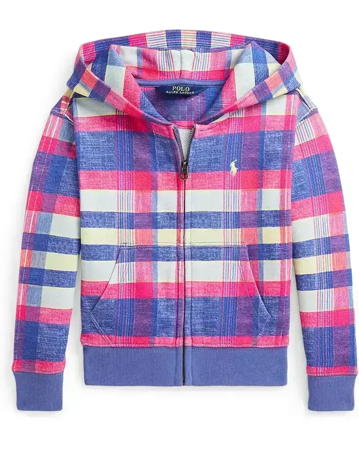 Polo Ralph Lauren Kids Plaid Loopback Fleece Full-Zip Hoodie (Toddler/Little Kid)