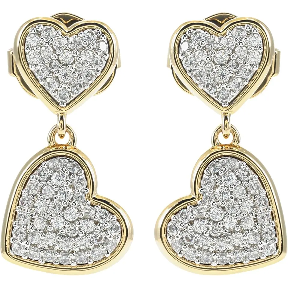 Heart Pave Drop Earrings