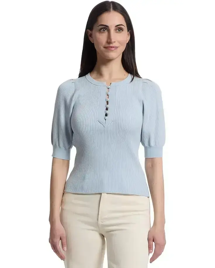 Elbow Sleeve Henley Sweater