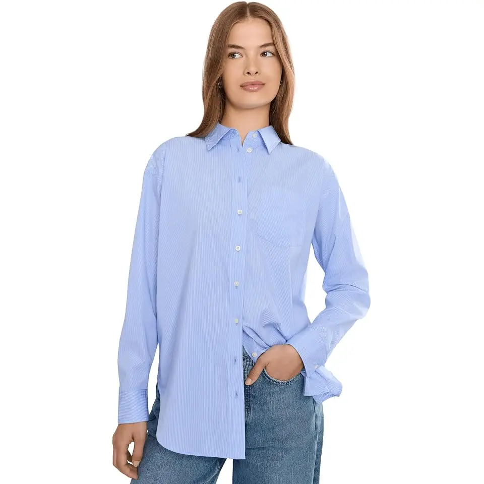 Petite Striped Cotton Broadcloth Shirt