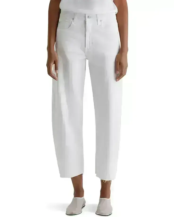 Women's AG Jeans Hattie High Rise Crop Barrel in Gallery White