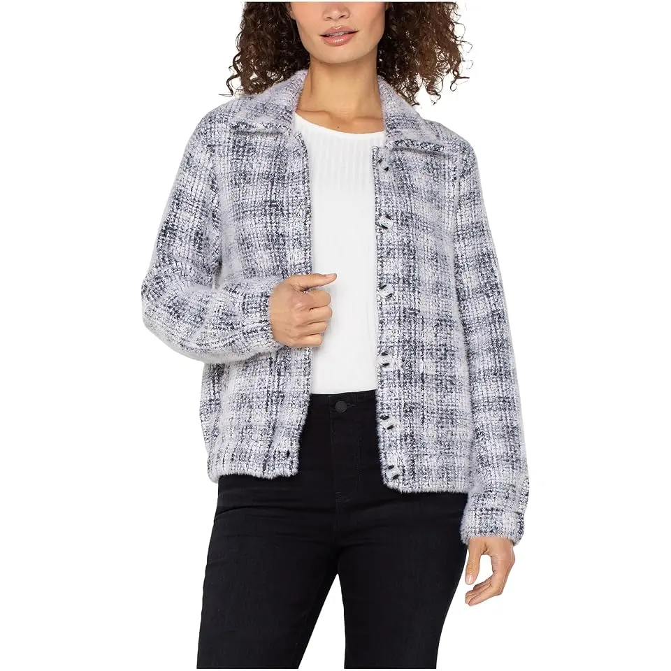 Long Sleeve Collared Bomber Sweater Jacket