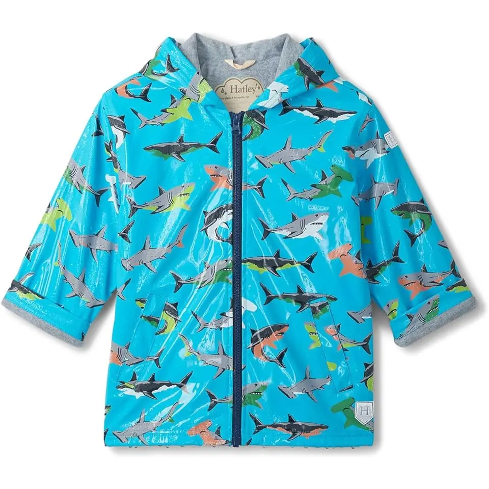 Shark Party Colour Change Zip-up Rain Jacket (Toddler/Little Kid/Big Kid)