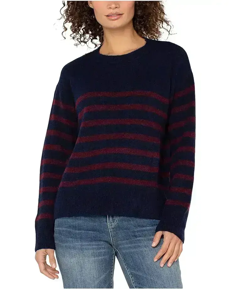 Women's Liverpool Los Angeles Petite Long Sleeve Crew Neck Dropped Shoulder Sweater