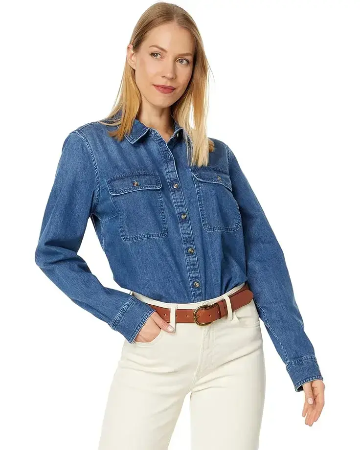 Women's L.L.Bean Heritage Washed Denim Shirt Long Sleeve