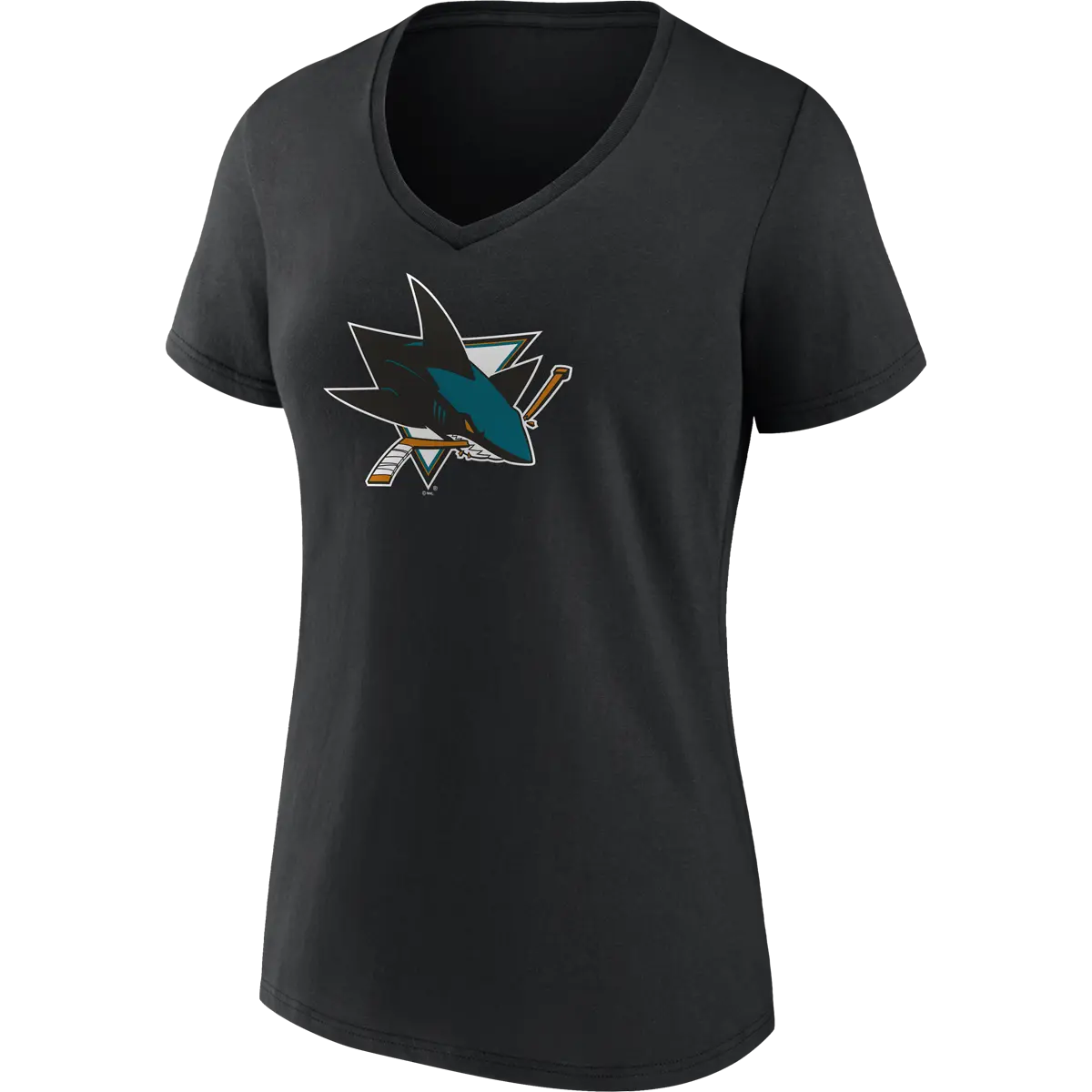 Women's Sharks Team Logo Short Sleeve V-Neck