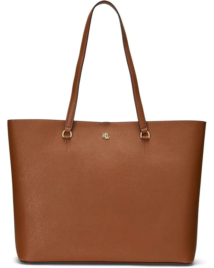 Women's Lauren Ralph Lauren Crosshatch Leather Large Karly Tote