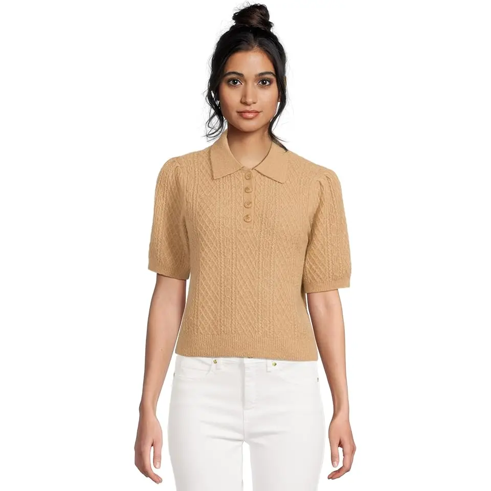 Mixed Stitch Elbow Sleeve Polo