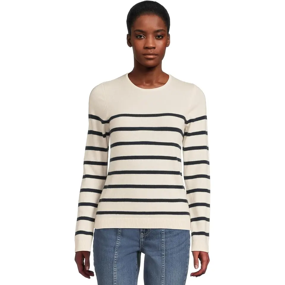 Classic Cashmere Sweater Crewneck Stripe