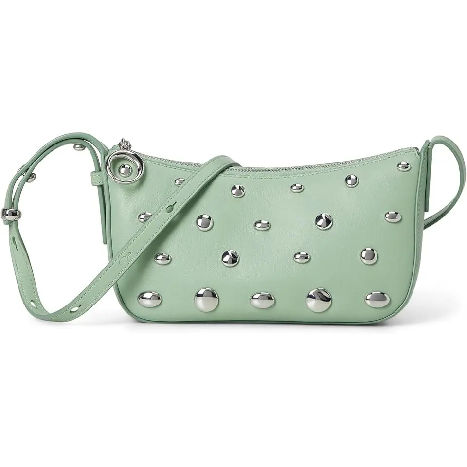 Halo Studded Fine Grain Leather Crossbody
