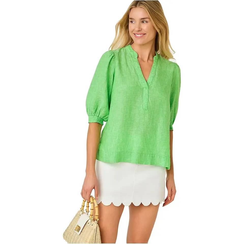 Mialeigh Elbow Sleeve Linen Top