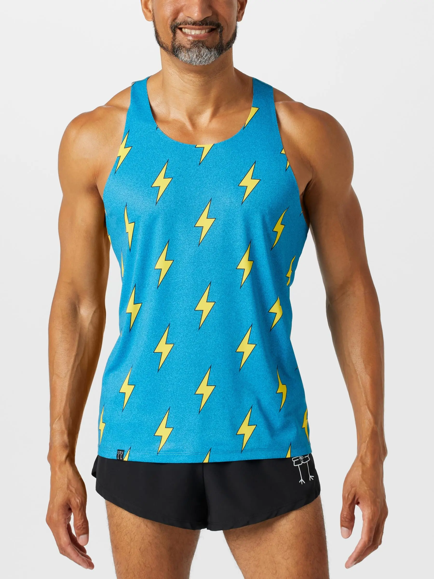 ChicknLegs Men's Blue Bolts Performance Singlet
