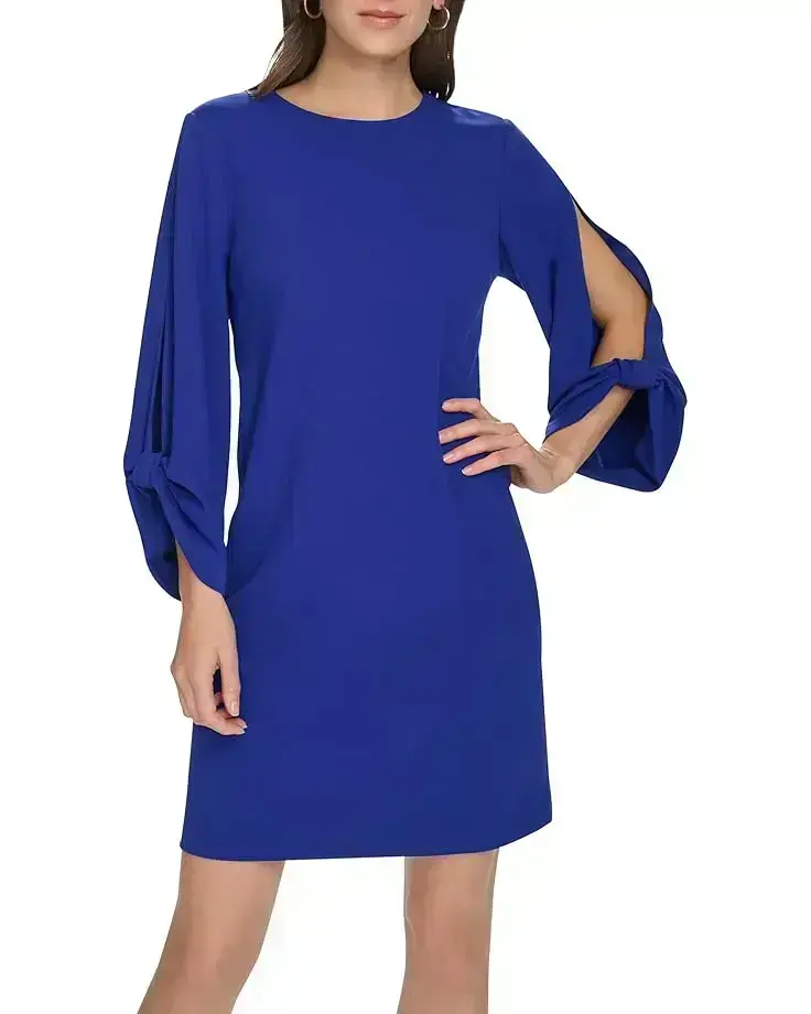 Women's Calvin Klein Scuba Crepe Keyhole Sleeve