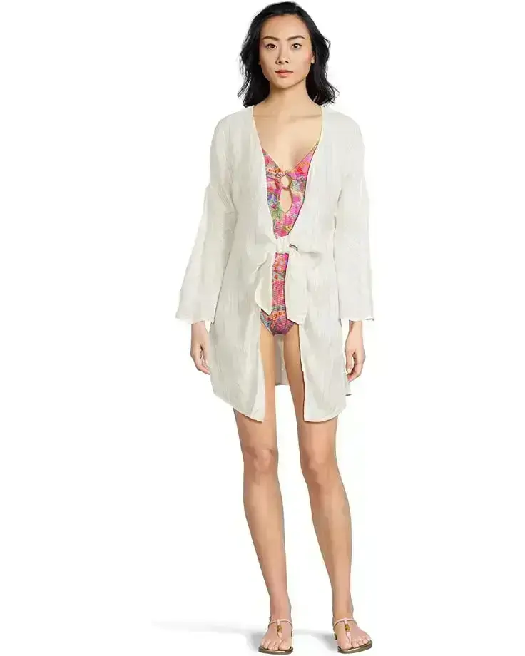 Radiance Plunge Tie Front Tunic Cover-up