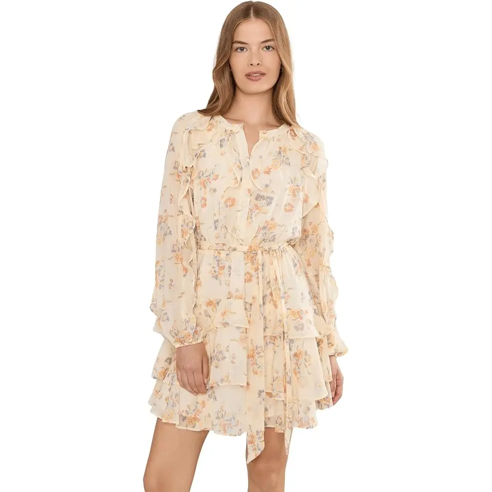 Petite Floral Ruffle-Trim Tiered Dress