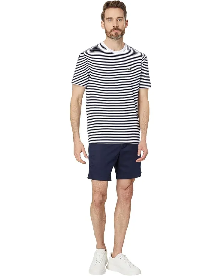 Men's Lacoste Short Sleeve Classic Fit Stripped Crew Neck Tee Shirt