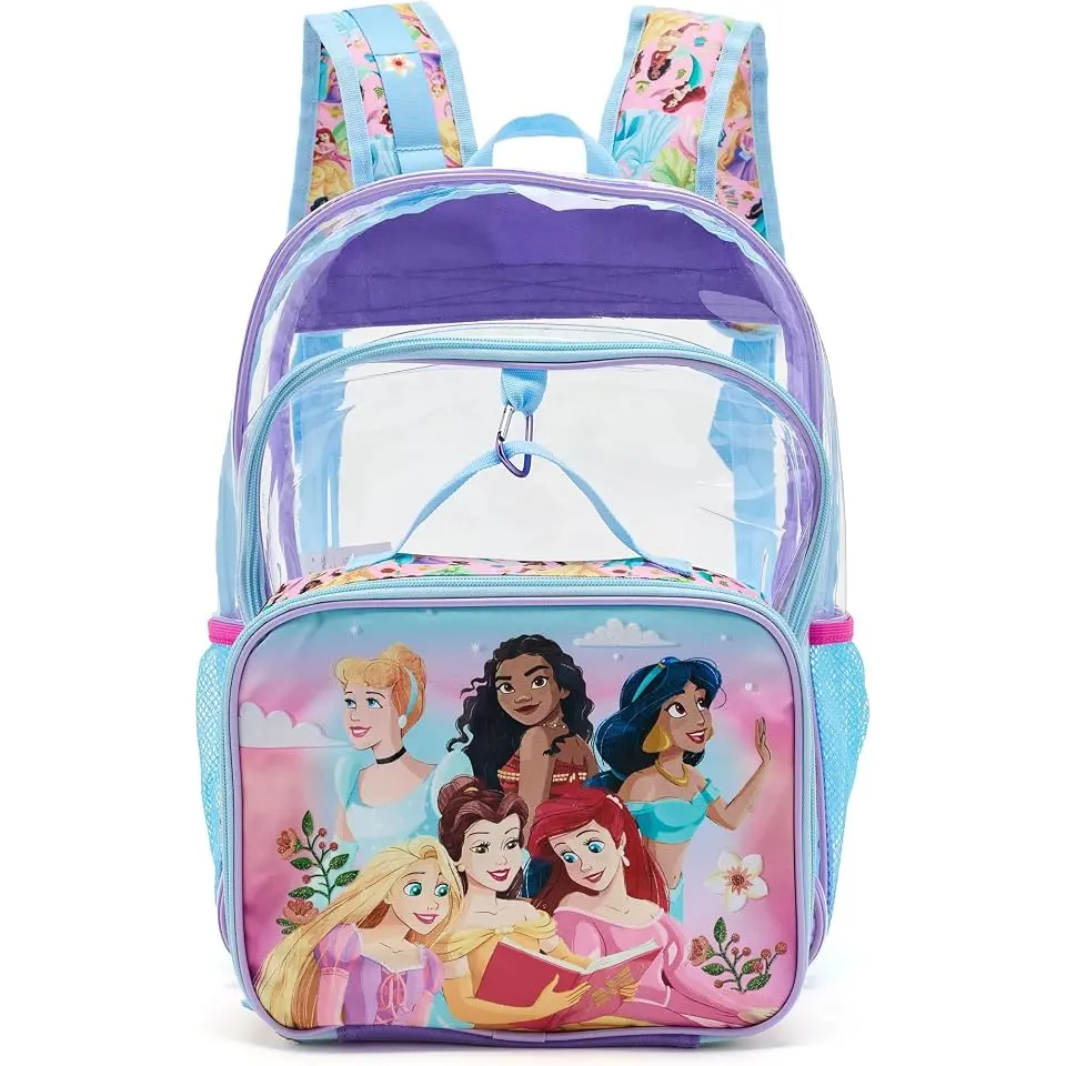 Disney Princess Three-Piece setclear backpack with lunch kit and carabiner (Little Kid/Big Kid)