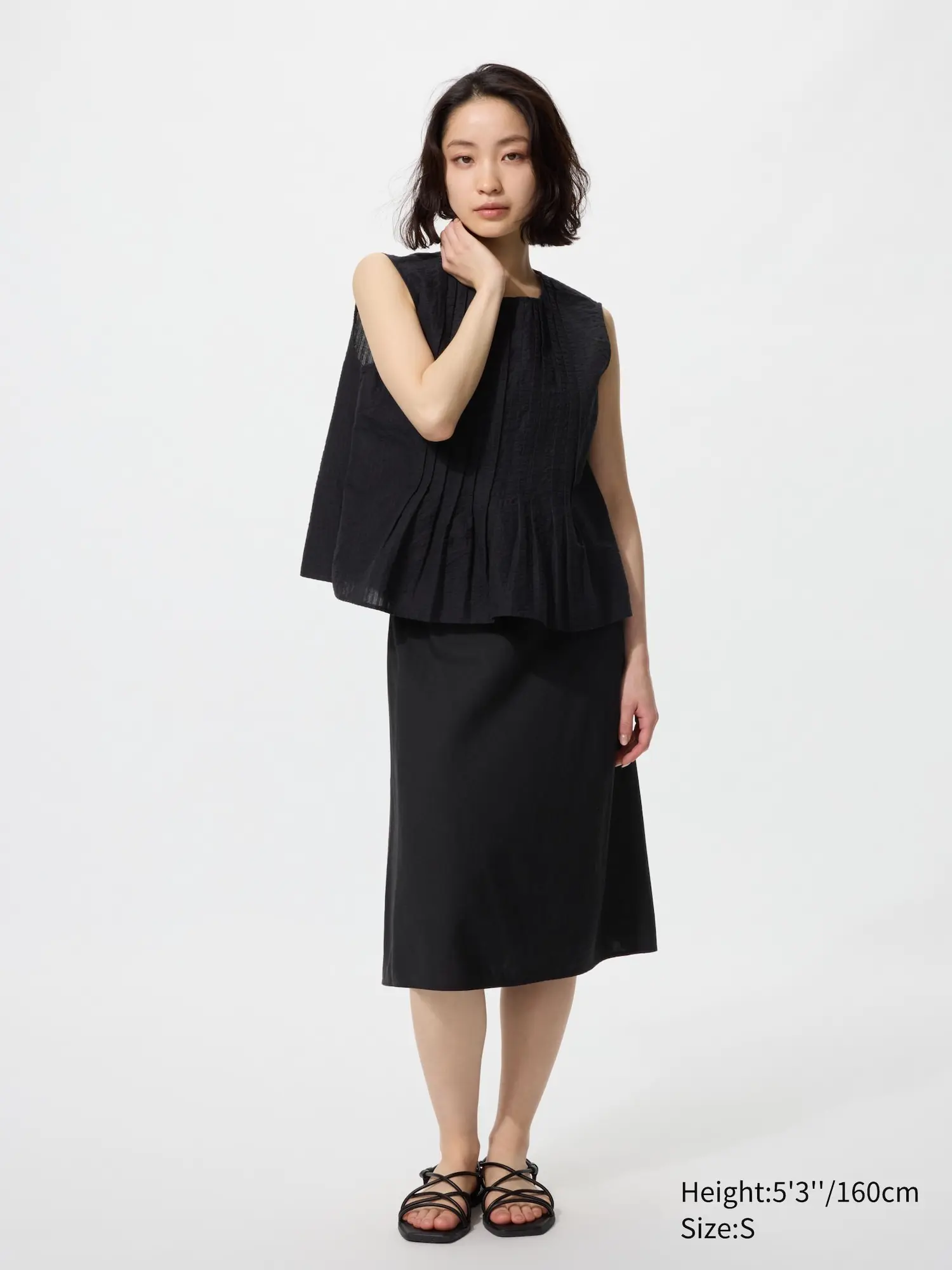 Linen Blend Midi Skirt | Short