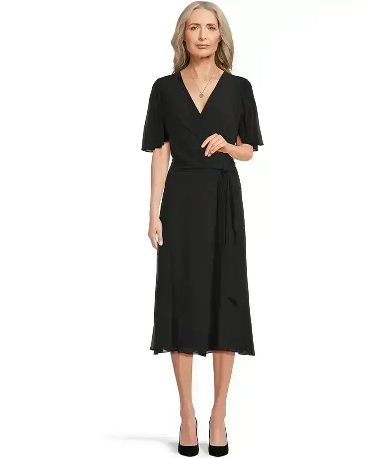 Women's Lauren Ralph Lauren Belted Georgette Dress
