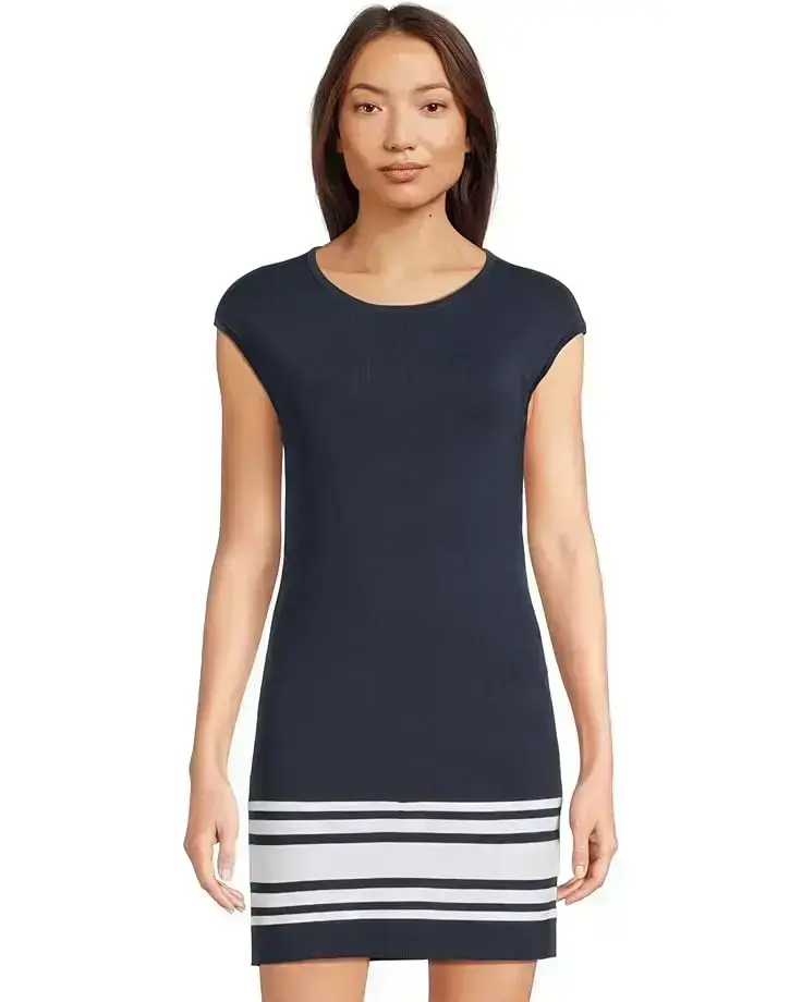 Women's Lauren Ralph Lauren Two-tone Cap-sleeve Shift Sweater Dress