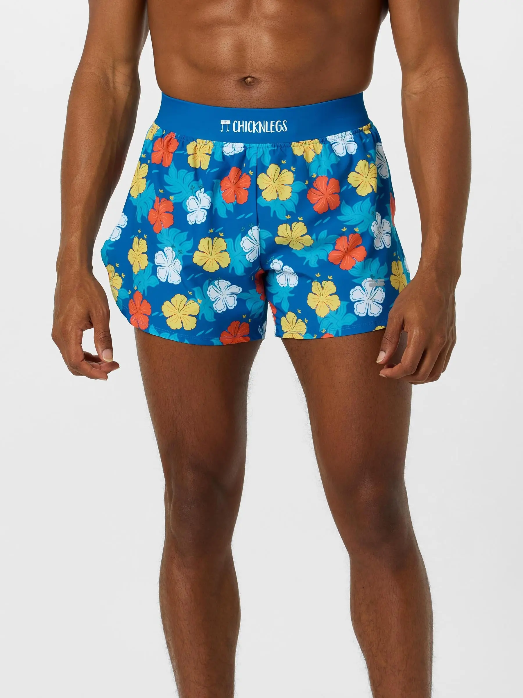 ChicknLegs Men's Hawaiian 4" Half Split Shorts