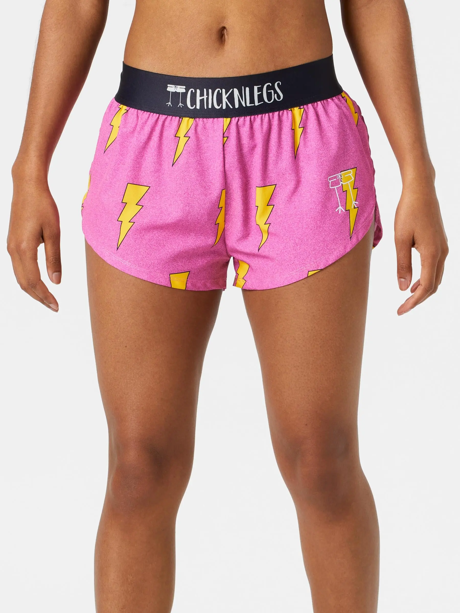 ChicknLegs Women's Pink Bolts 1.5" Split Shorts