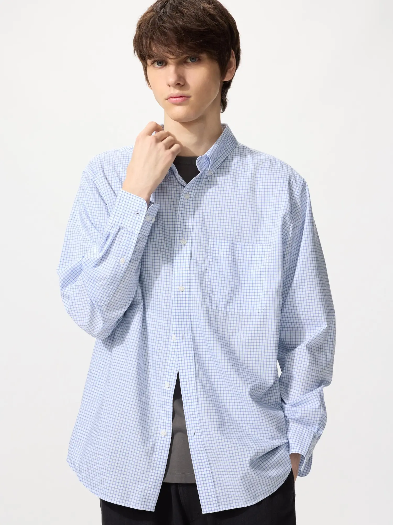 Рубашка из broadcloth (воротник на пуговицах) в клетку B