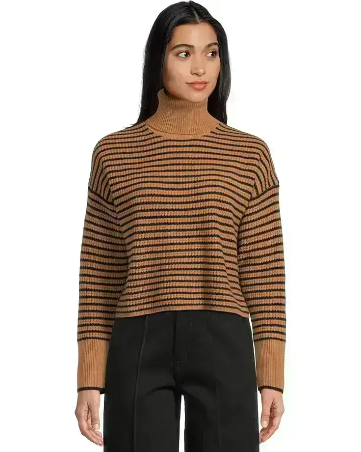 Women's Madewell Pine Stripe Wool Waffle Stripe Crew Neck