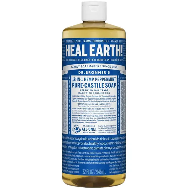 Pure-Castile Liquid Soap, Peppermint - 32 oz