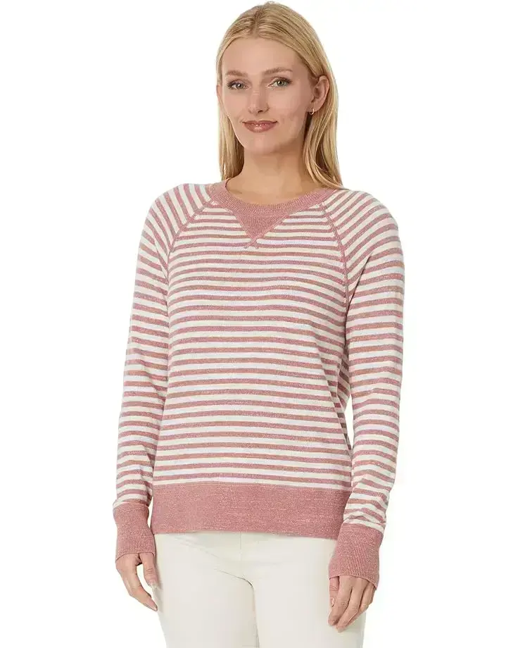Organic Cotton Slub Crew Neck Sweatshirt Sweater Stripe