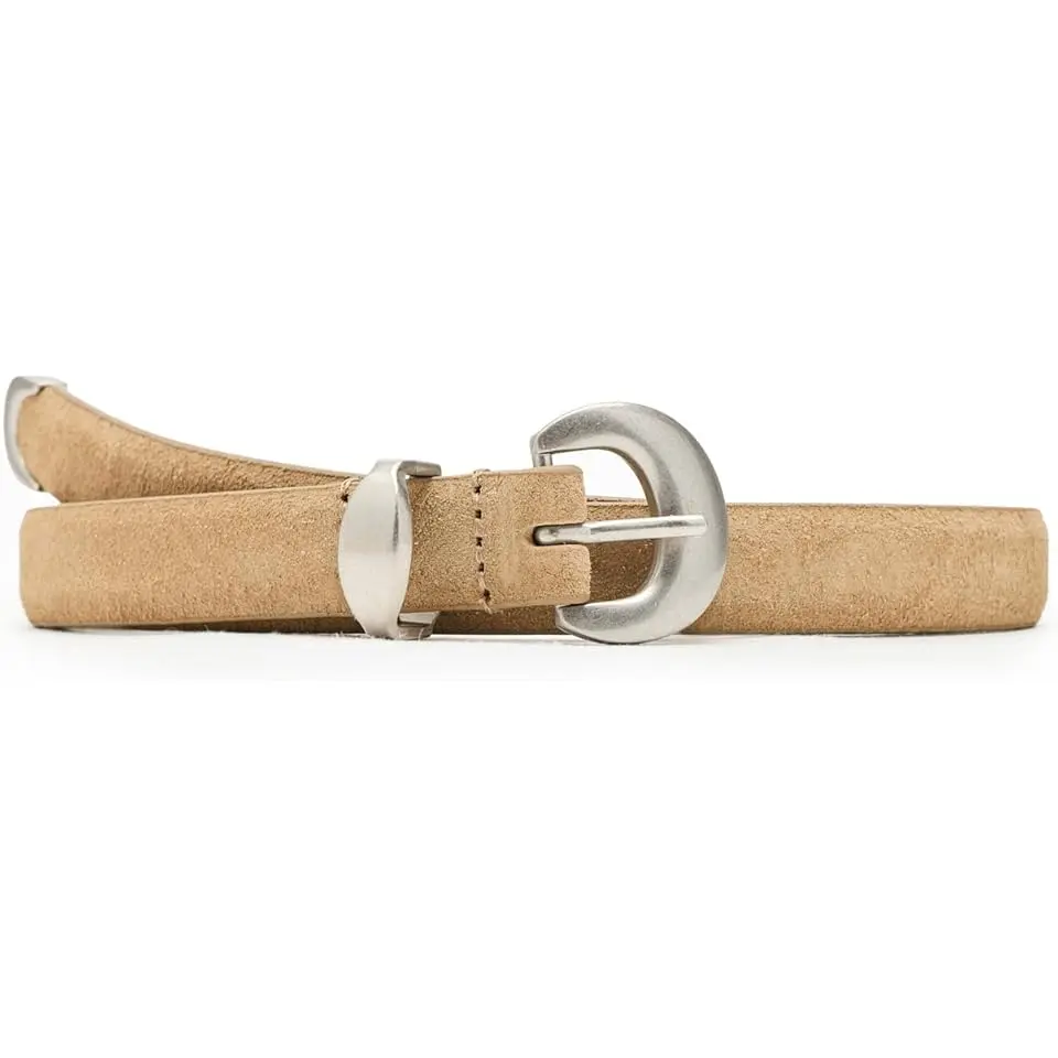 Domed-Buckle Belt in Suede
