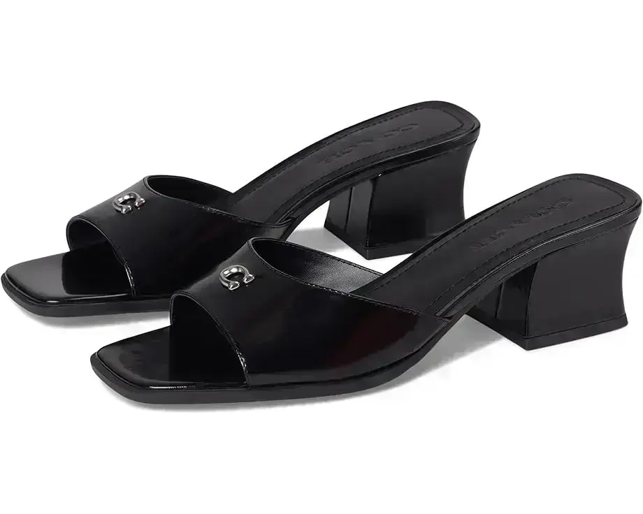 Women's COACH Sculpted C Leather Block Heel Sandals