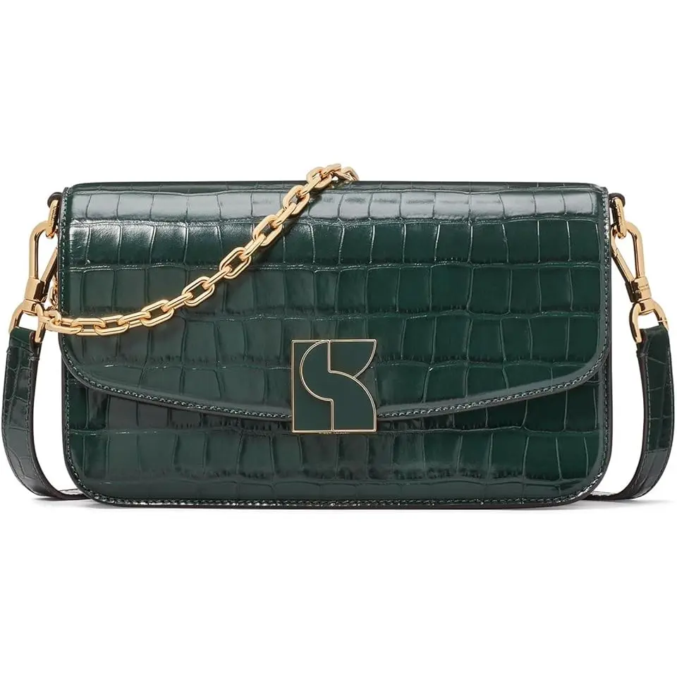 Dakota Croc Embossed Leather Medium Convertible Shoulder Bag
