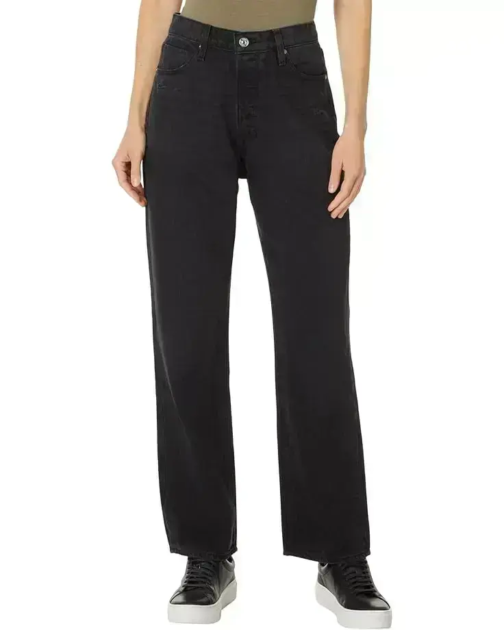 Women's Paige Sawyer Covered Button Fly in Dark Dawn Distressed