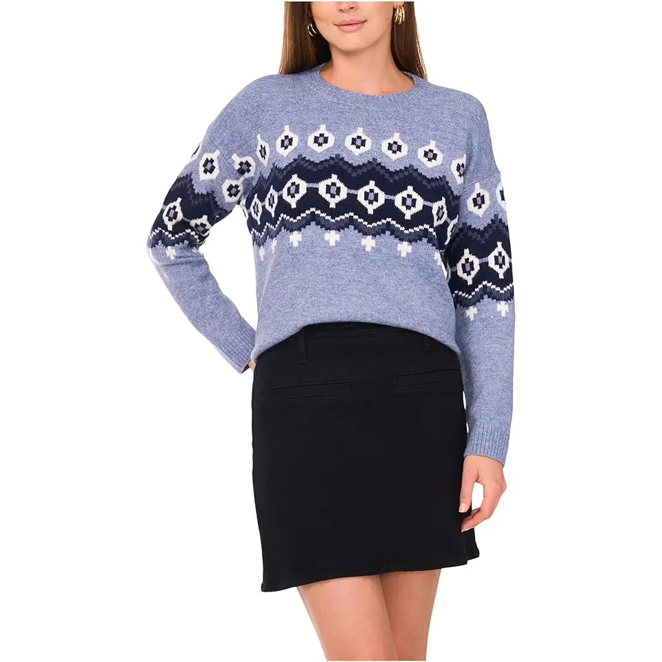 Fair Isle Raglan Long Sleeve Crew